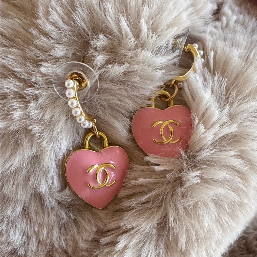 Upcycled Pink Heart Earrings